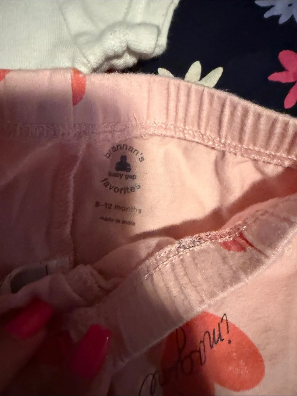 6-12 months - GAP Baby Girls Pink Heart Leggings & Navy Floral Bodysuit Set